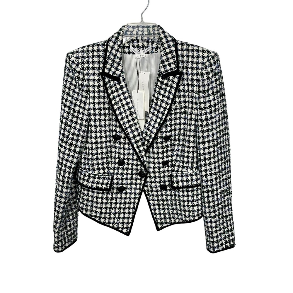 Veronica Beard Miller Dickey‎ Jacket Women 12 Multi Houndstooth Tweed Blazer - Picture 2 of 12